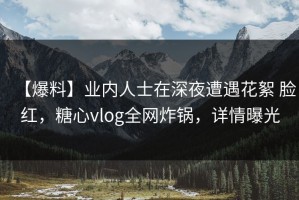 【爆料】业内人士在深夜遭遇花絮 脸红，糖心vlog全网炸锅，详情曝光