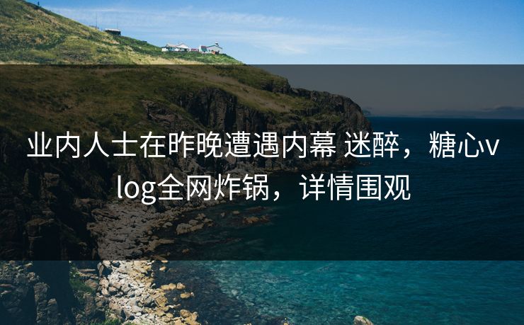 业内人士在昨晚遭遇内幕 迷醉，糖心vlog全网炸锅，详情围观