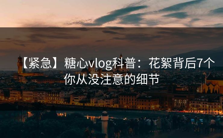 【紧急】糖心vlog科普：花絮背后7个你从没注意的细节