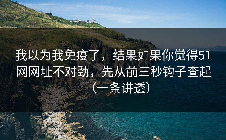 我以为我免疫了，结果如果你觉得51网网址不对劲，先从前三秒钩子查起（一条讲透）